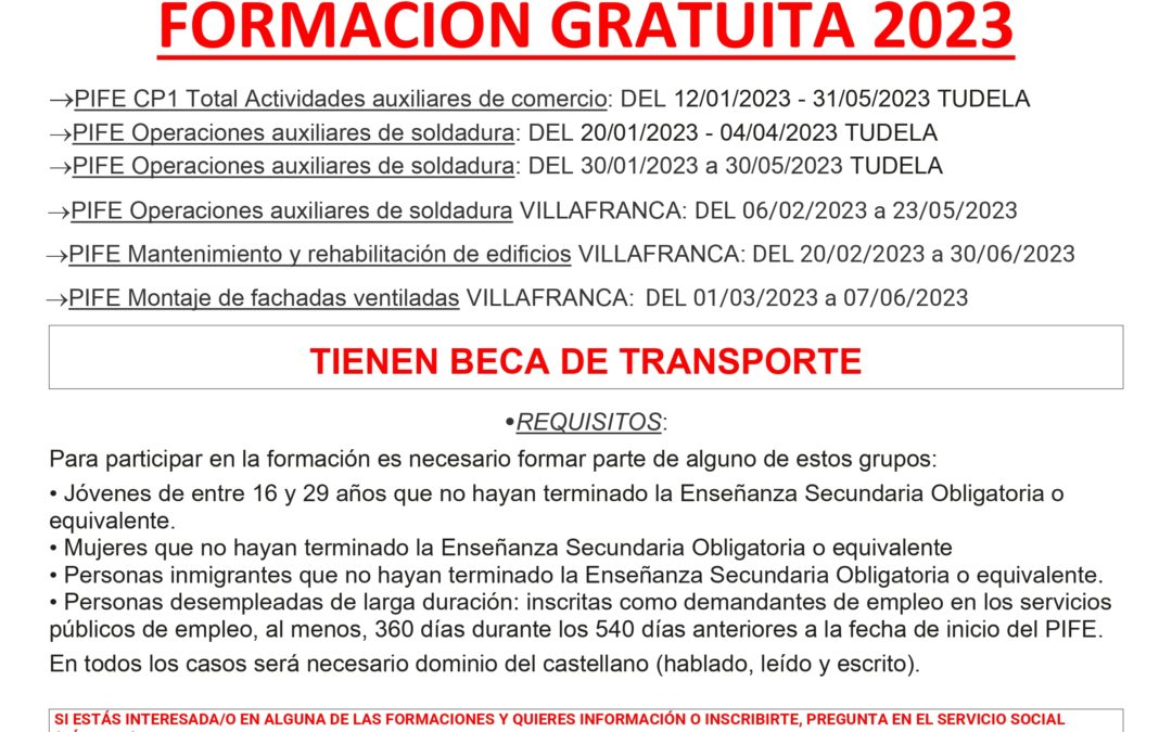 Formaciones gratuitas 2023